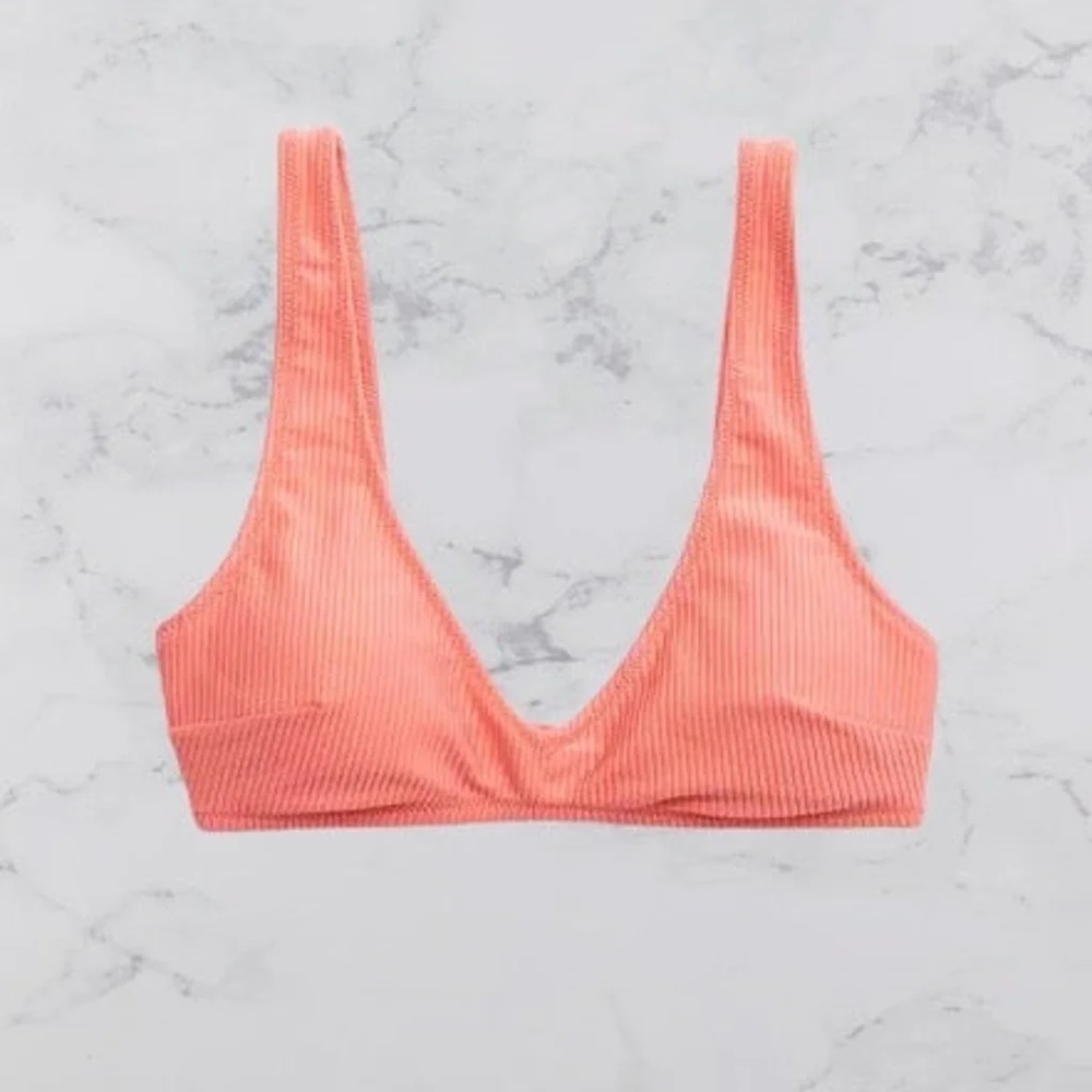 **NEW** AERIE RIBBED SHINE BIKINI TOP